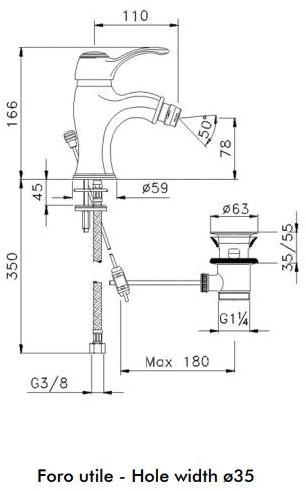 GUGLIELMI Смеситель для биде, устанавливаемый на столешнице, с регулируемым изливом Regina plus Fcrp18550 - Вид №1