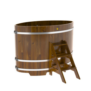 2283 Купель овальная из лиственницы Рустик 1,02х1,68х1,2 морёная Alyarus