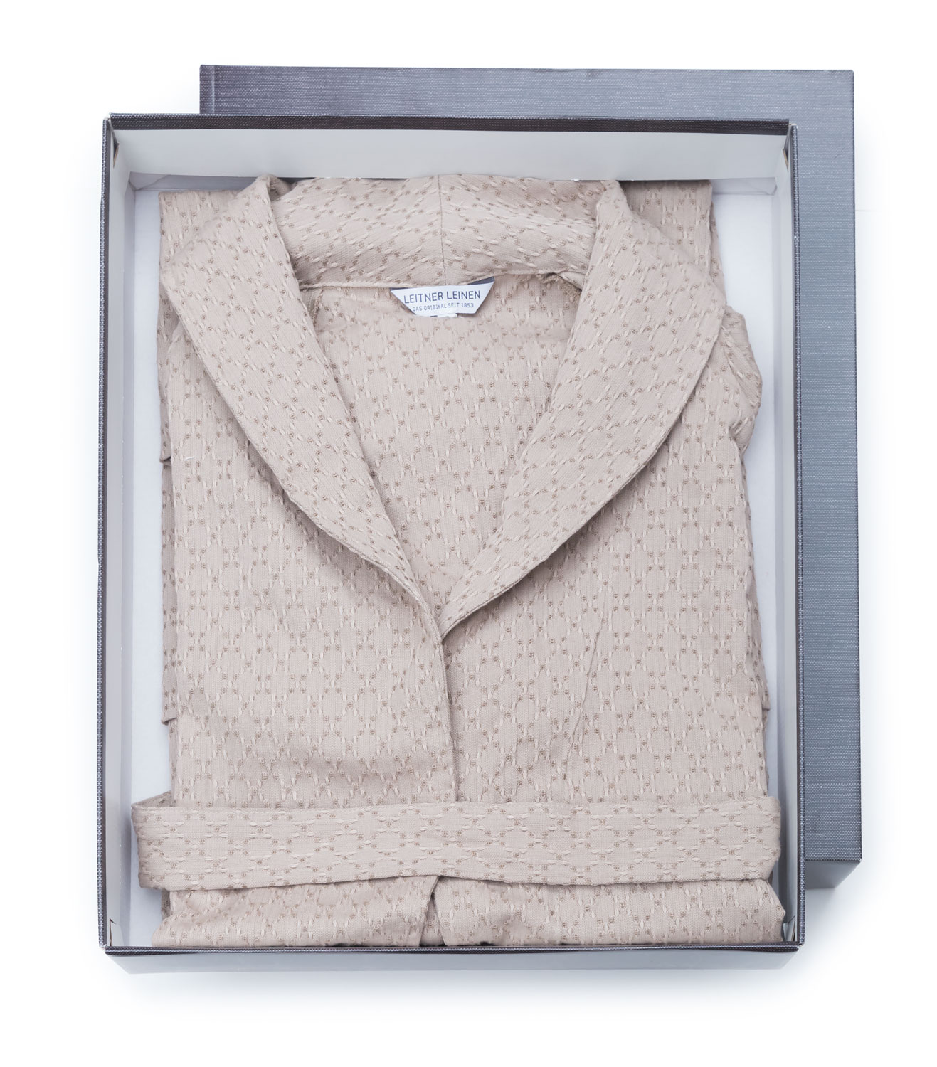 LEI_1500_72_SHORT_S Халат короткий бежевый размер S 100% хлопок пике LEITNER Santreyd 