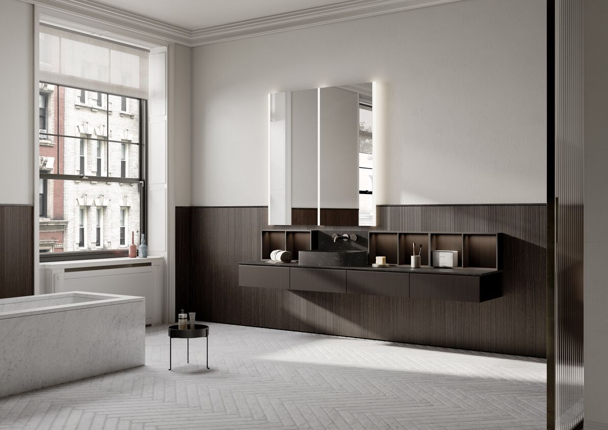 Мраморный секционный умывальник с зеркалом Salvatori HITO ARCH-00066235 - Вид №2