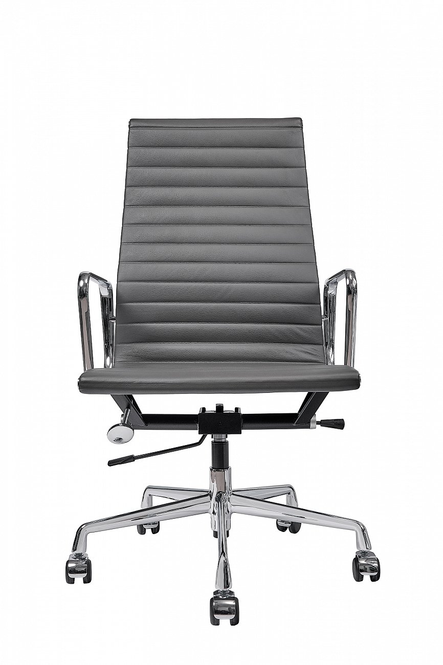 Кресло офисное графит с алюминиевыми подлокотниками Eames Style HB Ribbed Office Chair EA 119 SOHO DESIGN ДИЗАЙНЕРСКИЕ 00-3886256 Черный  - Вид №4