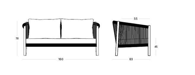 2-местный веревочный садовый диван Vincent sheppard медленный ARCH-00083086 - Вид №9