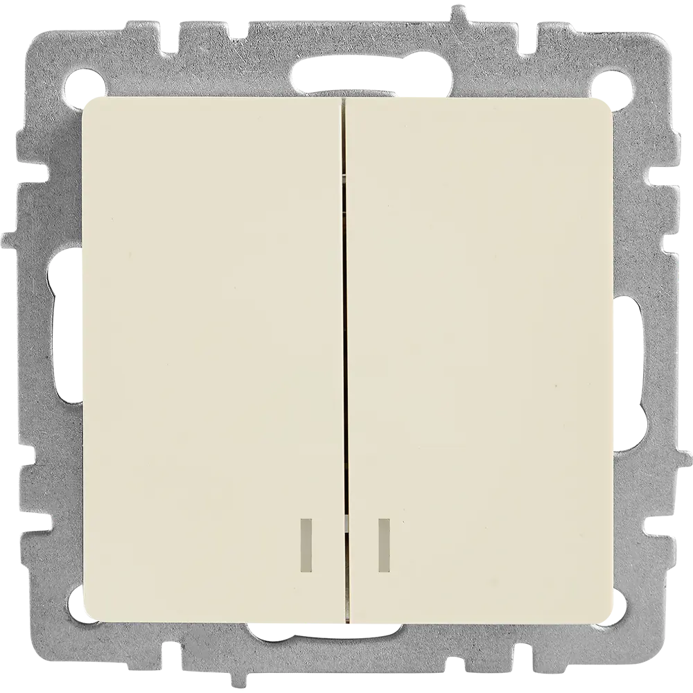 Выключатель IEK Brite двухклавишный с подсветкой, бежевый 87761689 STLM-1488637 - Вид №1
