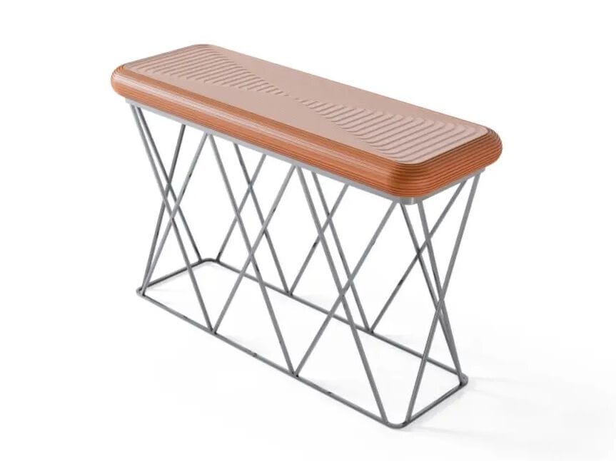 Прямоугольная консоль из дерева и металлического основания Mobi MARIMBA ARCH-00075623