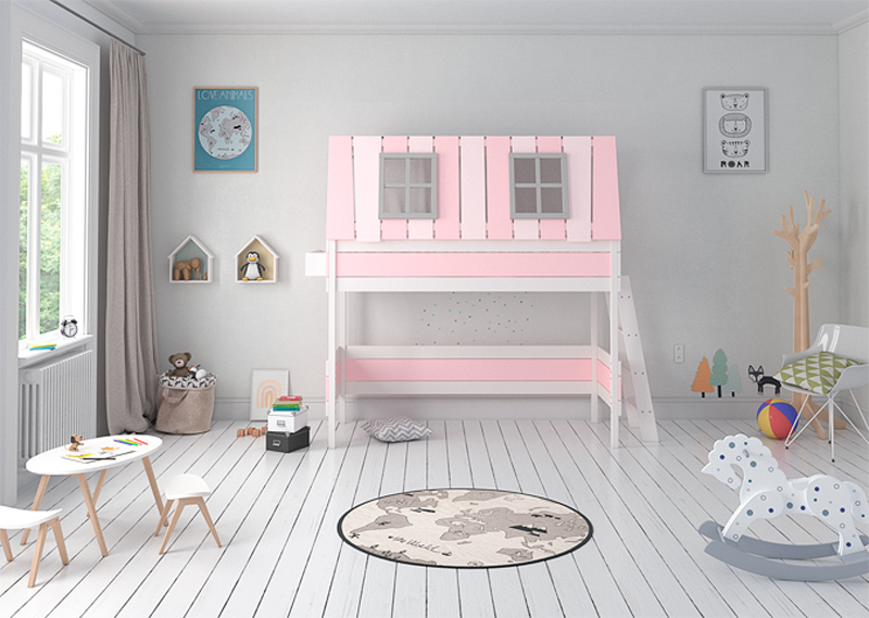 Кровать-чердак Home West M 80х160 см белая, розовая ELLIPSE ELLIPSE HOME 351808 Белый;розовый Santreyd  - Вид №2