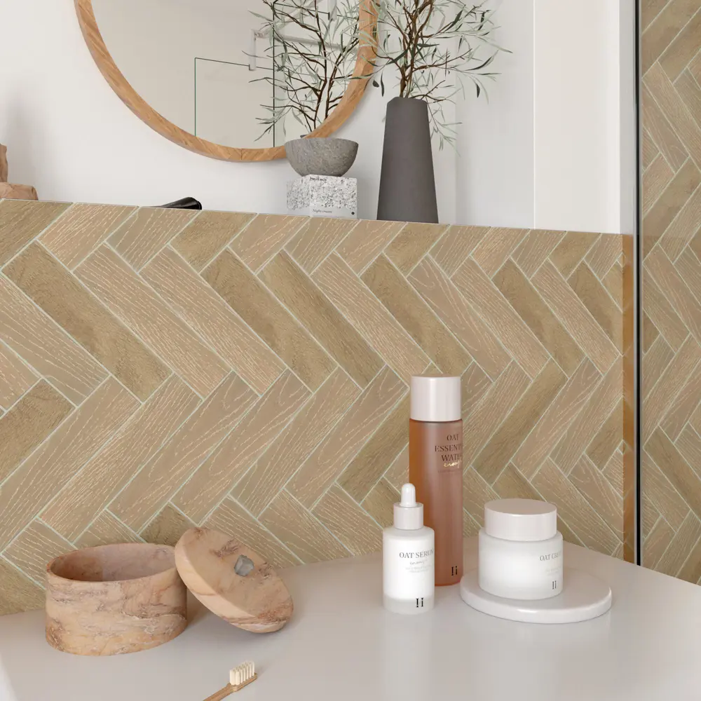 Керамическая мозаика ARTENS Living под паркет в бежевых тонах 82661990 Chevron STLM-0033169 - Вид №6