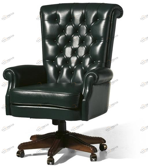 OAK Стеганое вращающееся кожаное кресло на колесиках Galleria sun-id-1375447