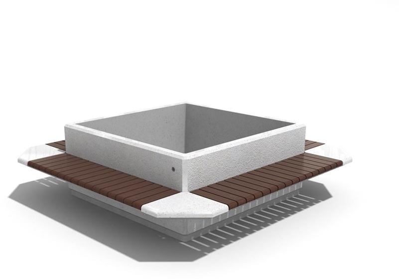 ENCHO ENCHEV - ETE Бетонная скамейка со встроенной сеялкой и спинкой  213  - Вид №1