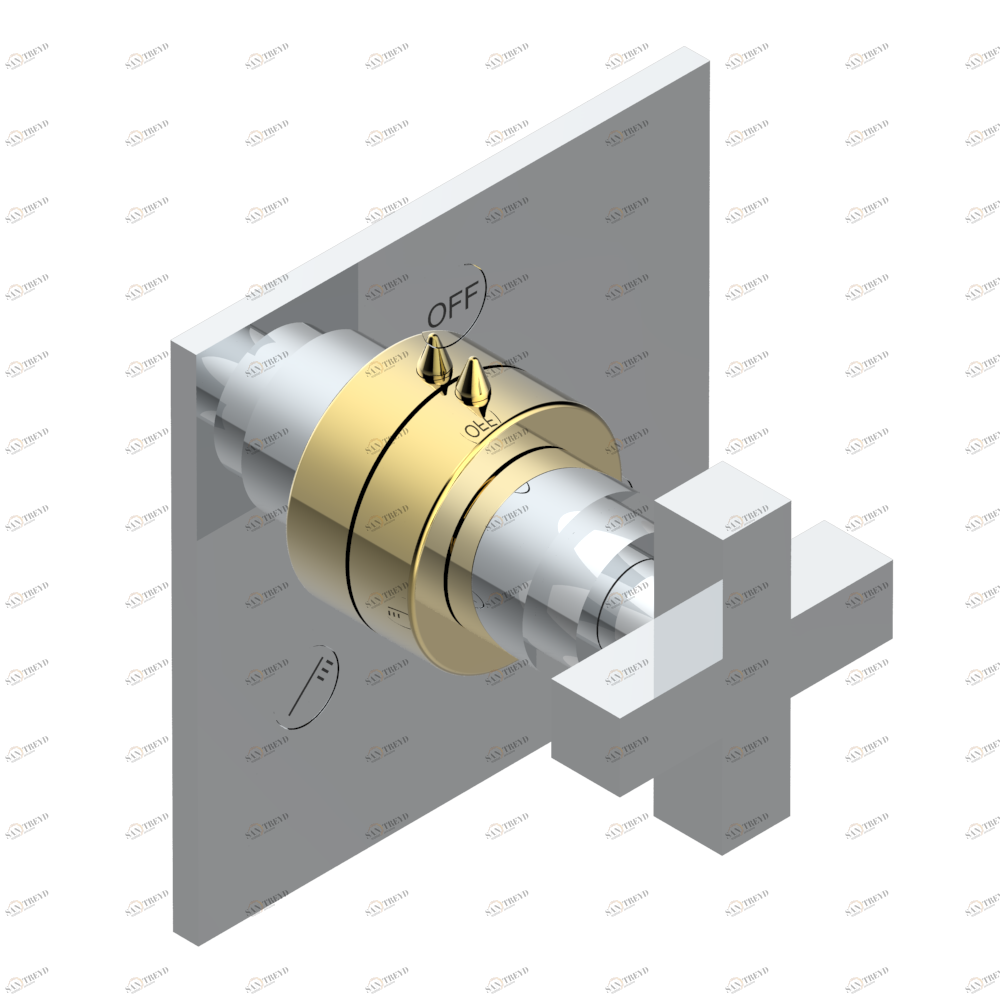 G1T-48M2SB Trim for wall mounted diverter, 2 ways - ref. 48M2 and 3 ways - ref. 49M3 Thg-paris Beluga Хром/золото G1T-48M2SB CAT.A