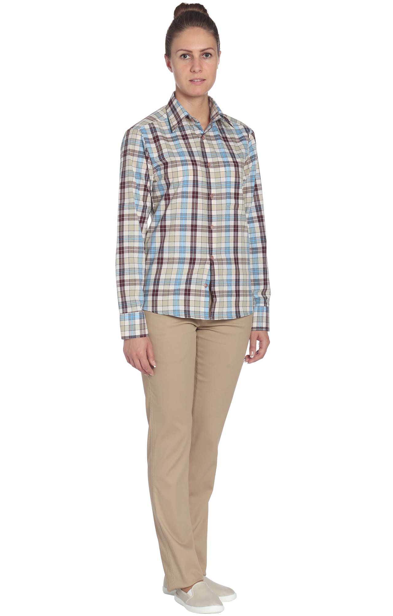 67820 Рубашка в клетку plaid beige (шотландка бежевая) HIPSTER  Толстовки, рубашки, футболки, тенниски  размер 56 (112)  - Вид №2