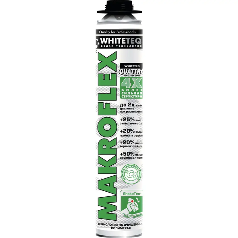 Пена монтажная пистолетная Makroflex Whiteteq Про 750 мл 82717516 STLM-2209943 МАКРОФЛЕКС 