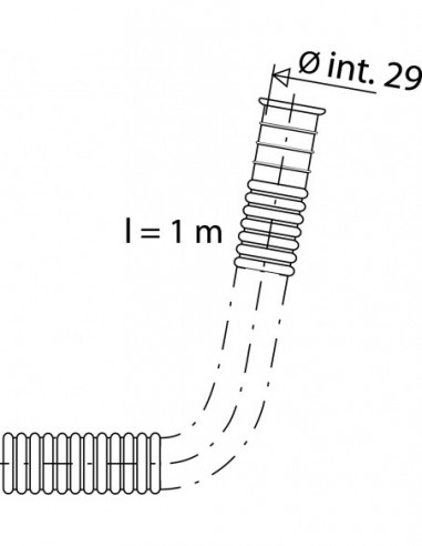 040800 001 05  Гибкая трубка переливная для слива ванны, Д. 29 мм, Л. 1 м, белый полипропилен Valentin Белый  - Вид №2