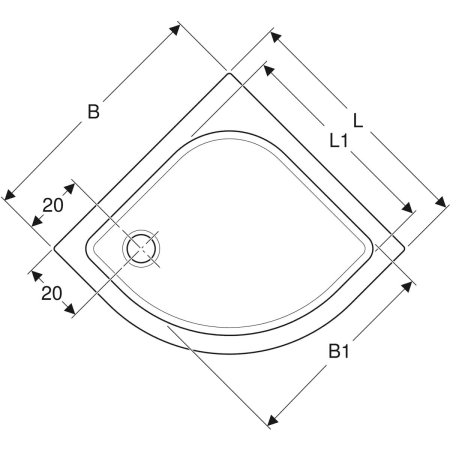 652200000 Угловой круглый душевой поддон Geberit Renova Geberit  - Вид №2