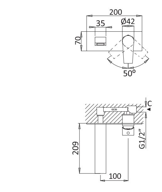 Смеситель для раковины однорычажный, без донного клапана CEZARES NAUTIC-BLI-01-W0 - Вид №1