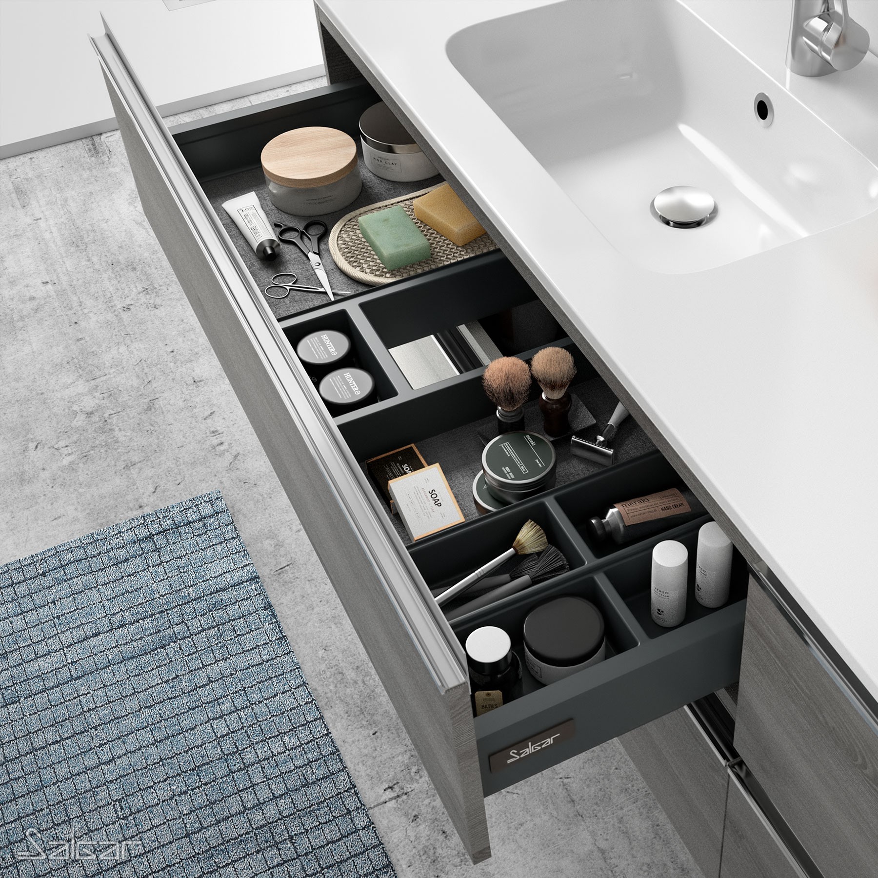 26641 SALGAR Мебель для умывальника SPIRIT 1000 2 металлических ящика ALSACIA 997 x 540 x 450 мм Эльзасия - Вид №2