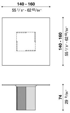 ACERBIS Квадратный стеклянный стол со стальным основанием sun-id-1448920 - Вид №1