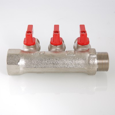 VTc.580.N.0503 Коллектор с отсекающими кранами Valtec 3/4", 3 х 1/2"  - Вид №4