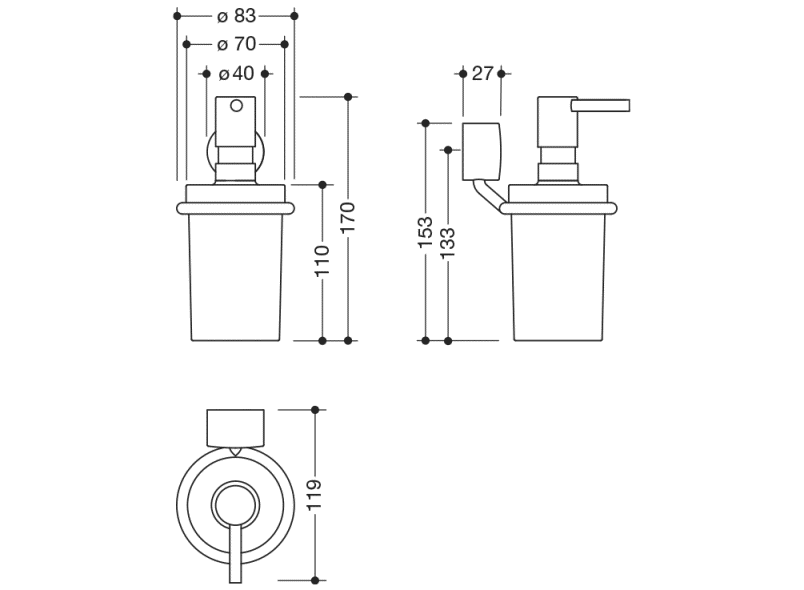 815.06.11365 Мыло или с держателем HEWI Desinfektionsmittelspender  - Вид №1