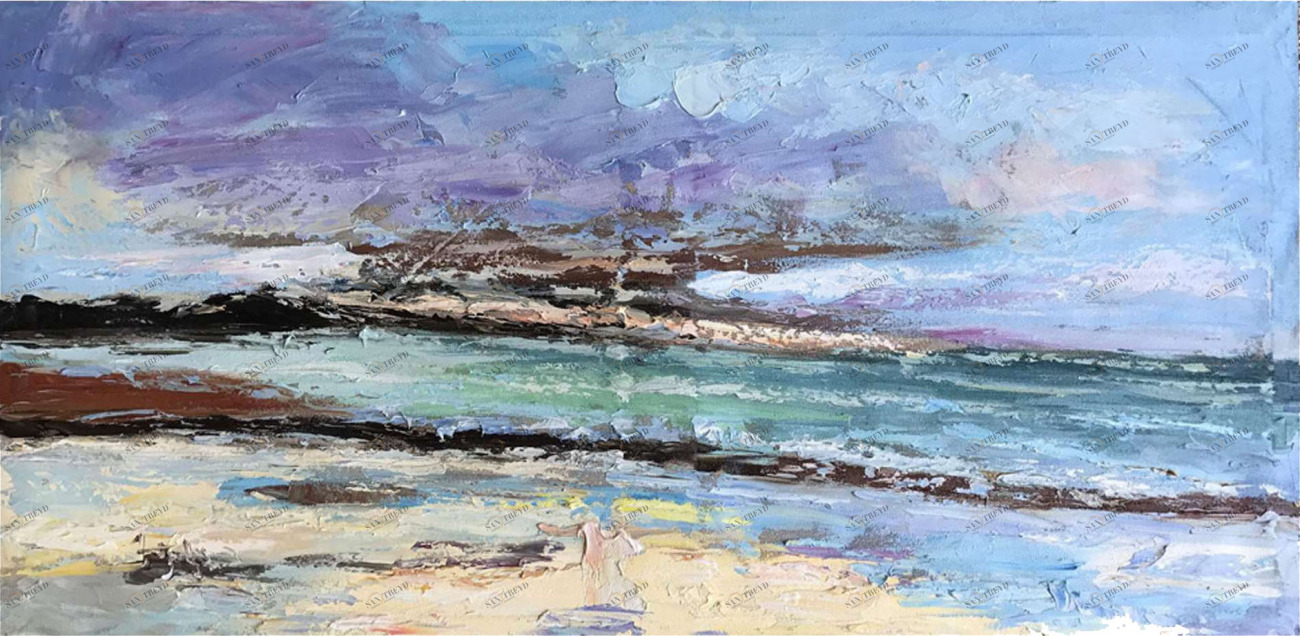 Картина на холсте 70х140 см "Красочные облака" EVENHOME КАРТИНЫ МАСЛОМ 129981 Голубой;синий;разноцветный 