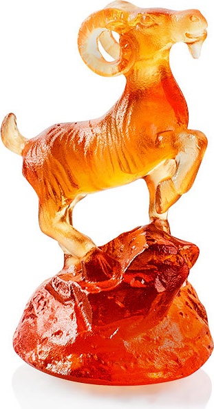 10571154 Cristal de Paris Фигурка Cristal de Paris "Горный козел" 3,6х5,5см (янтарная) Хрусталь 