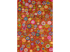 Прямоугольный шерстяной цветочный ковер