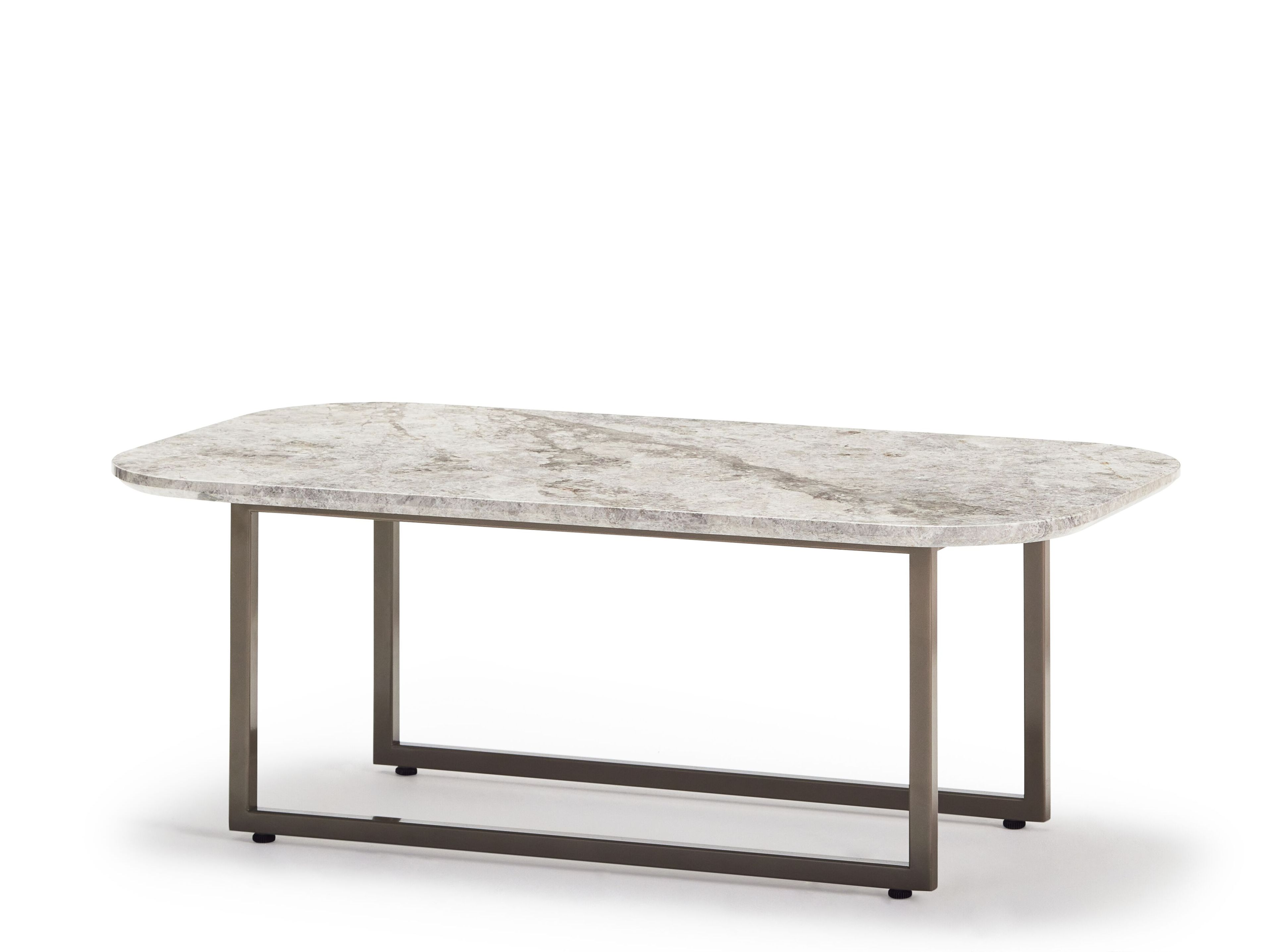 Латунный низкий прямоугольный журнальный столик с мраморной столешницей Papell Design Каталана ARCH-00140570 - Вид №1