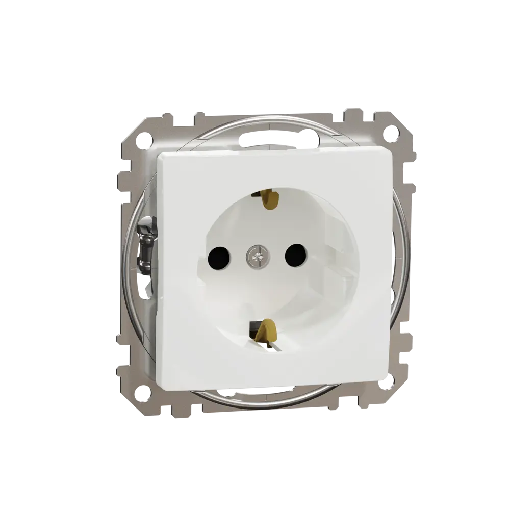 Розетка встраиваемая Systeme Electric Sedna Design с заземлением со шторками цвет белый 84826956 STLM-2023921 - Вид №1