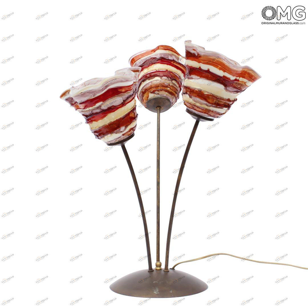 2088 ORIGINALMURANOGLASS Настольная лампа Сбруффи из муранского стекла с тремя лампочками 46 см 