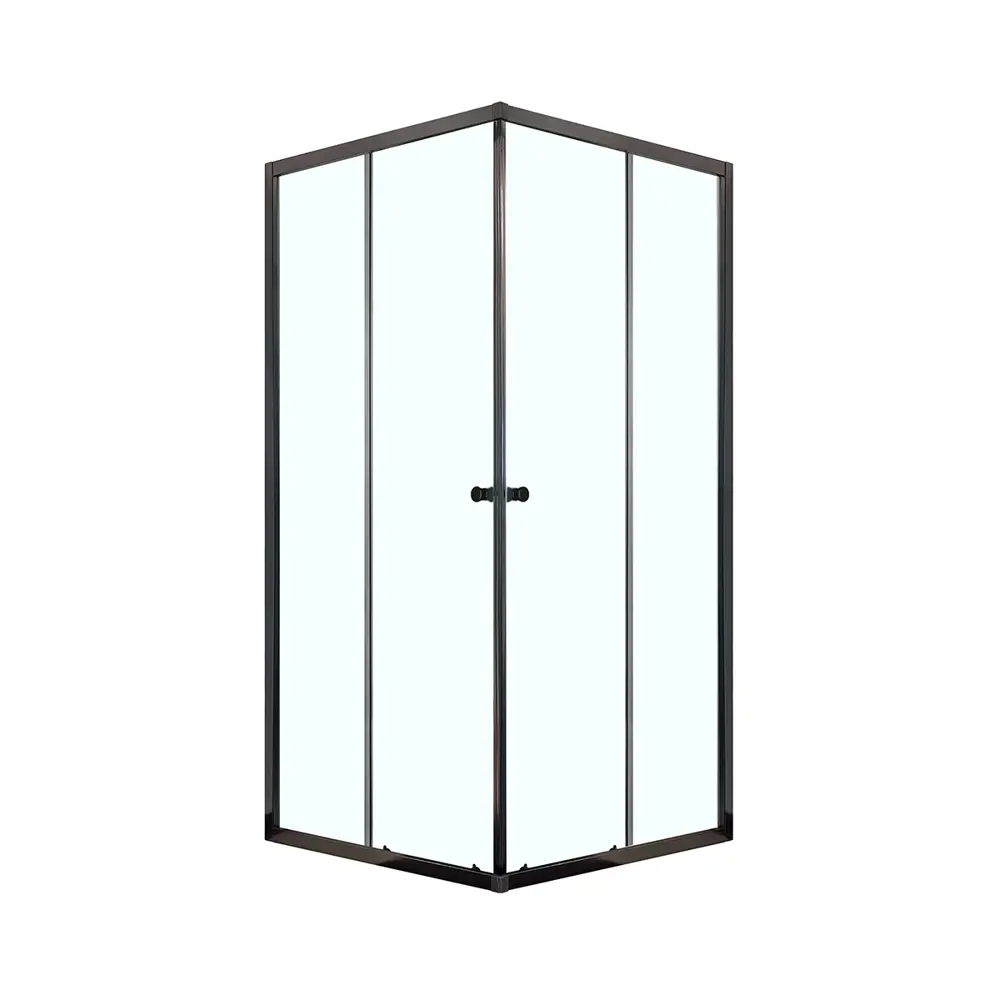 Душевая ширма Cube Domani-Spa квадратная 90x90x190см цвет профиля черный раздвижная стекло 4мм матовое STLM-2037204 - Вид №1
