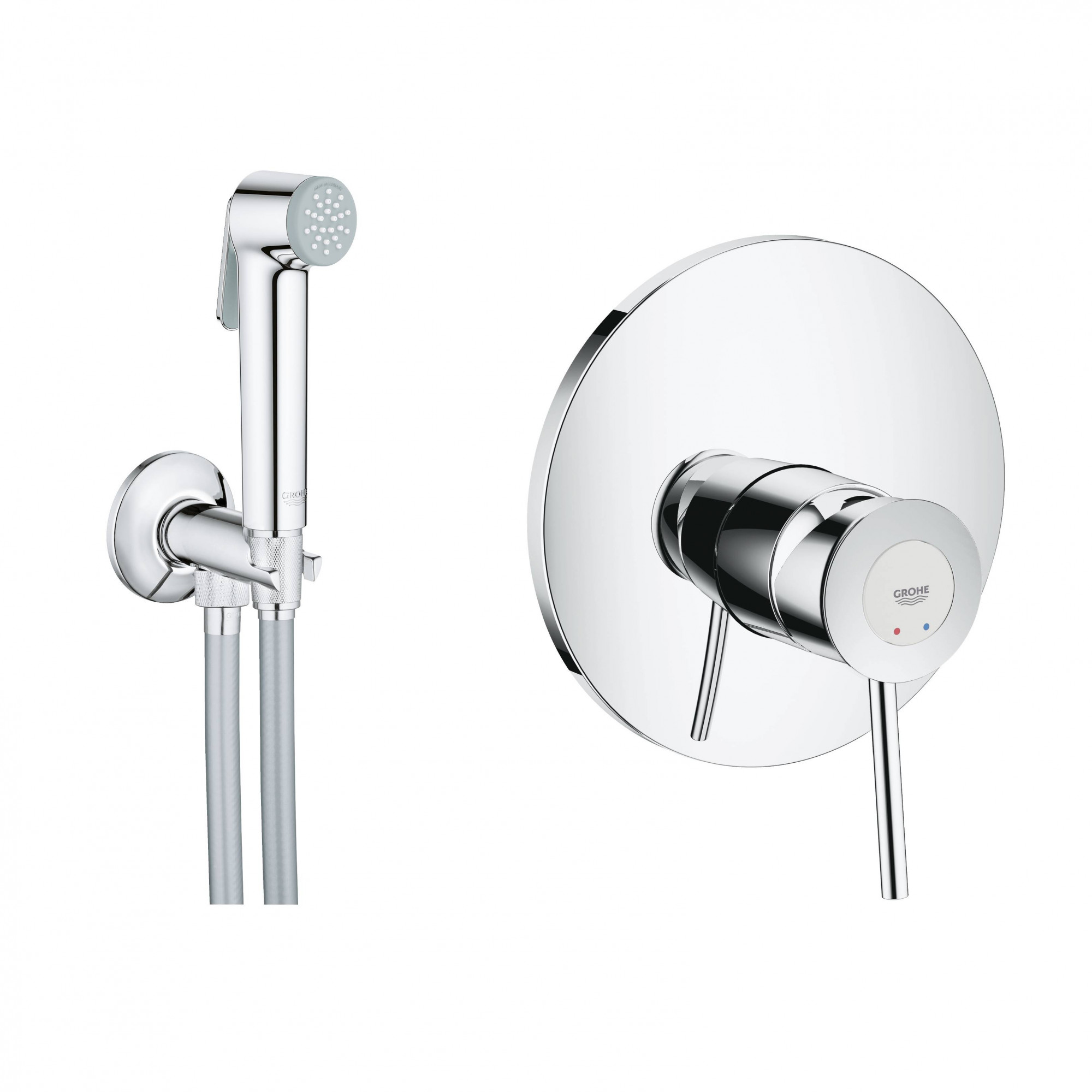 Готовый комплект для гигиенического душа GROHE BauClassic: встраиваемый смеситель, гигиенический набор, хром (124902)
