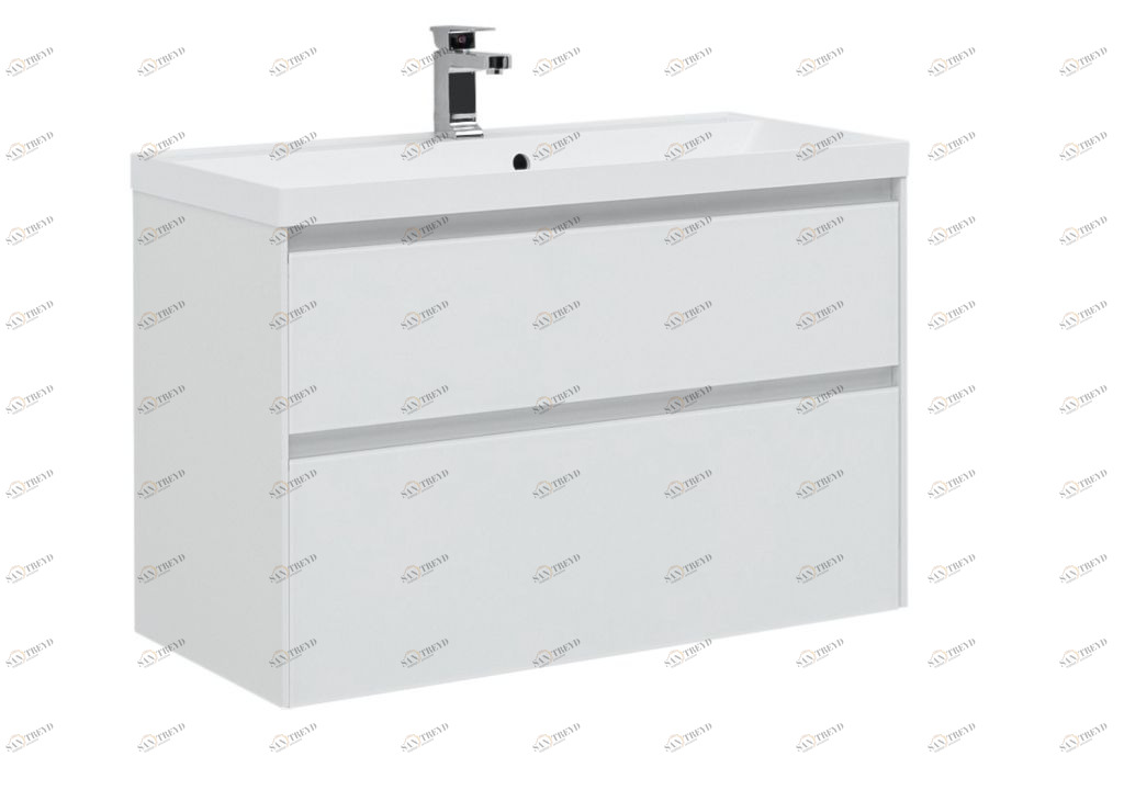 Тумба с раковиной Aquanet Гласс 100 белый 0023566400179392