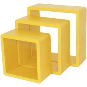Набор настенных полок 20x20 см/24x24 см/28x28 см МДФ цвет жёлтый 3 шт