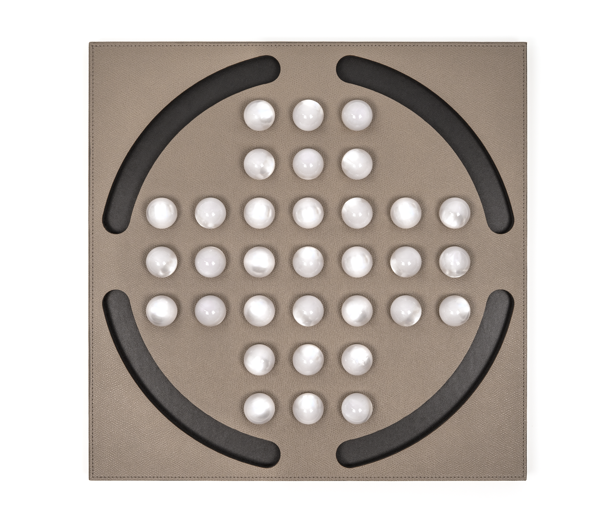 Пасьянс «Колышек» с жемчужными пешками - 39X39XH2,5 см / Grained-Leather_earth Pinetti 00.1023.029.049 - Вид №2