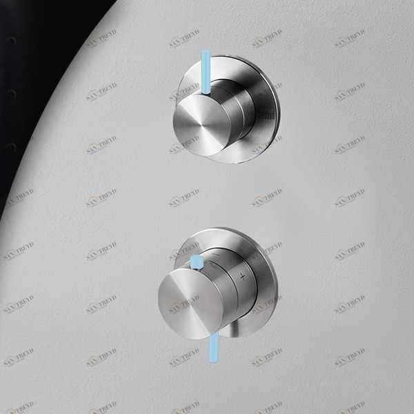 Термостат для душа матовая сталь с голубой ручкой Toki Radomonte TER52SCIL17