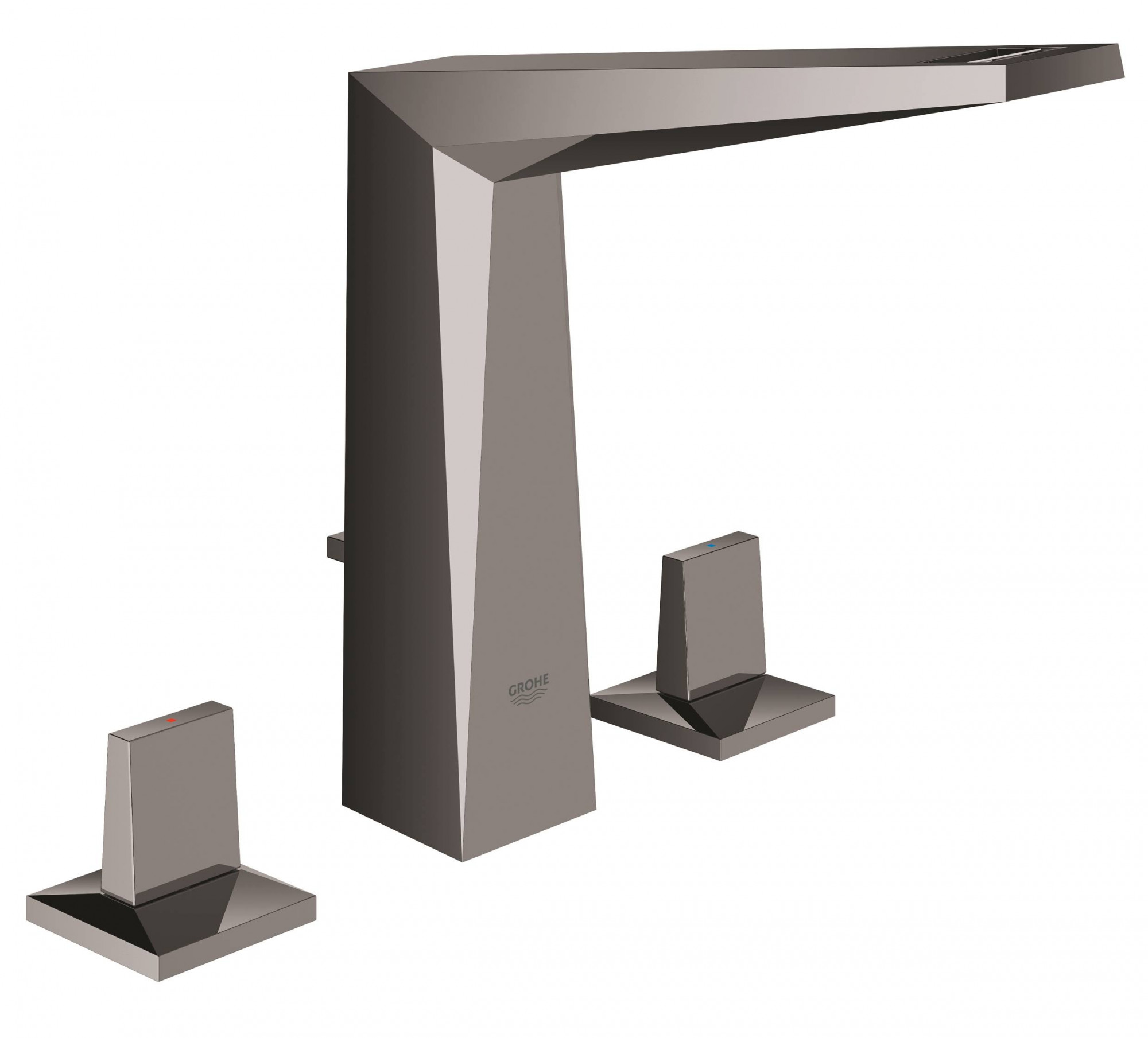 Смеситель для раковины GROHE Allure Brilliant на 3 отверстия, высокий излив, темный графит глянец (20344A00)