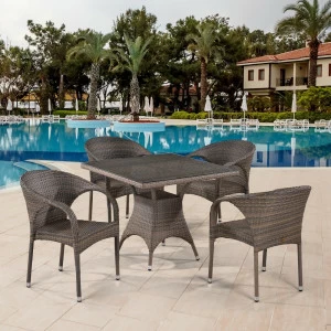 Мебель садовая, искусственный ротанг, серая на 4 персоны Vera AFINA  241045 Серая