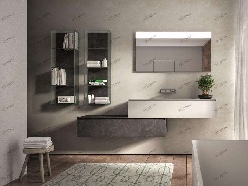 Ideagroup Полная мебель для ванных комнат из дерева Cubik sun-id-1344451