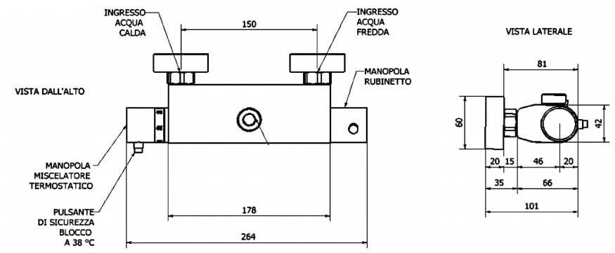 Термостатический смеситель для душа с 2 отверстиями Thermomat Thermo-mix ARCH-00047531 - Вид №1