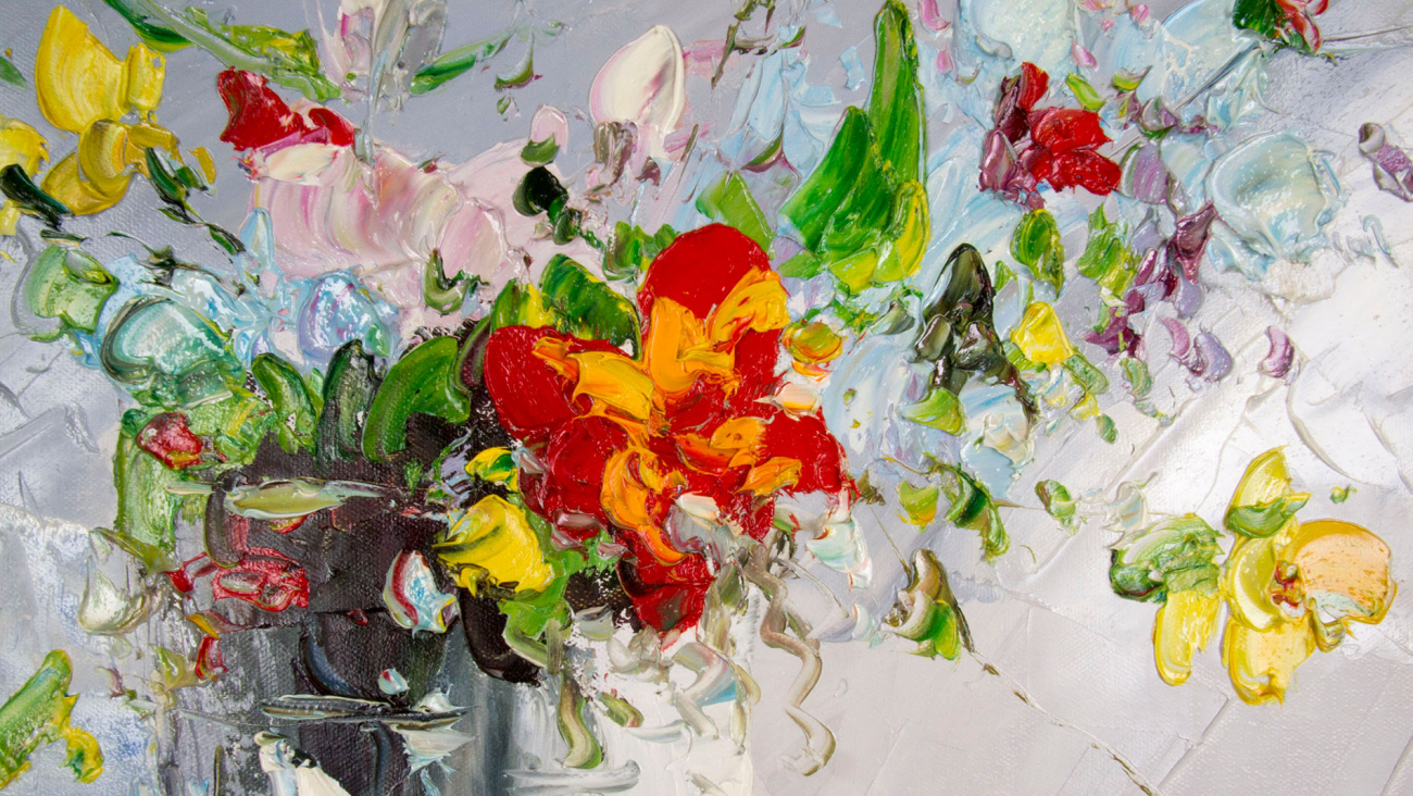 Картина на холсте 80х80 см "Осенний букет" EVENHOME КАРТИНЫ МАСЛОМ 130023 Белый;зеленый;синий;разноцветный  - Вид №2