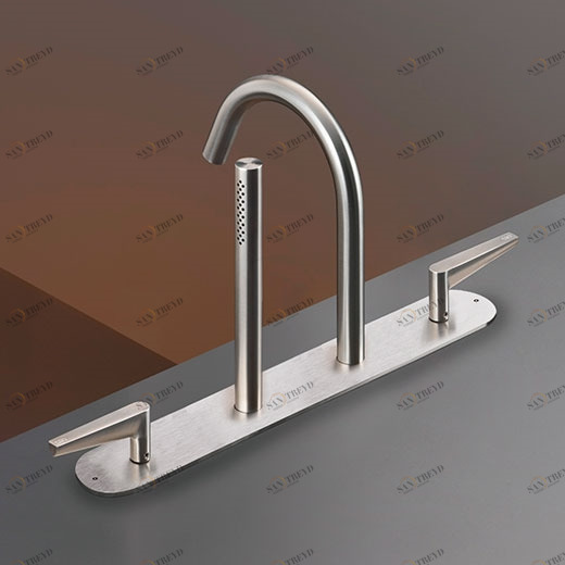 Обод монтаж комплект из 2-х последовательных смесителей с носиком H. 190 мм и выдвижной цилиндрического ручной душ диаметр 18 мм  FLG29 CEADESIGN 