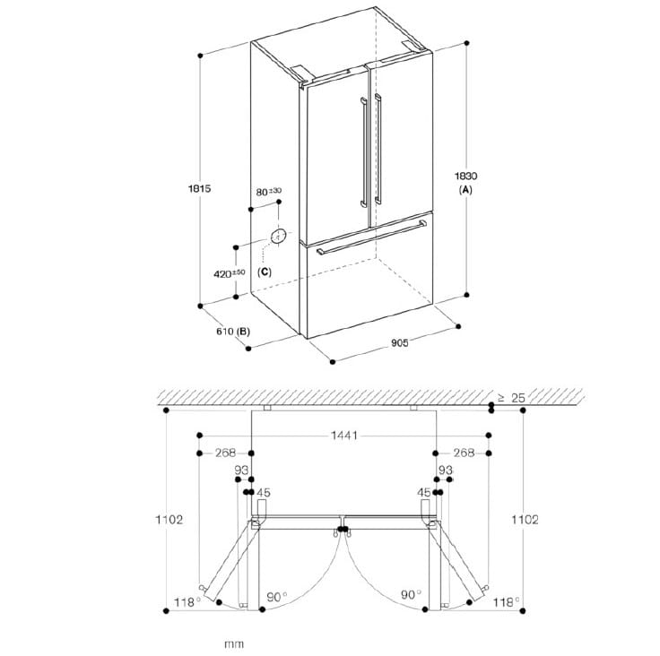 Американский комбинированный холодильник с морозильной камерой GAGGENAU серия 200 ARCH-00153068 - Вид №7