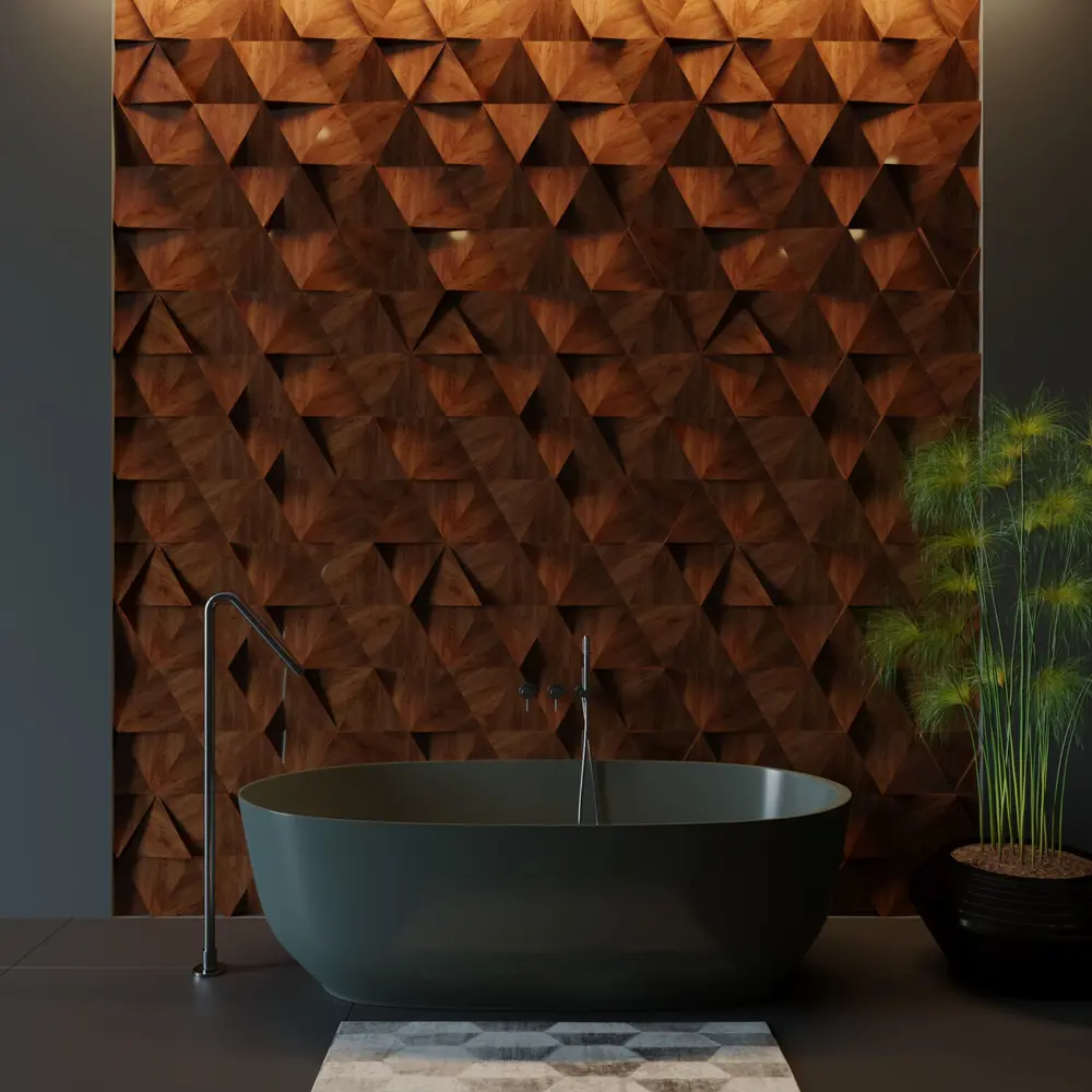 3D Панели глянцевые с покрытием 7 шт цвет кедр глянец Santreyd STLM-2006163 - Вид №4