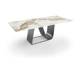Прямоугольный стол из спеченного камня и стальное основание