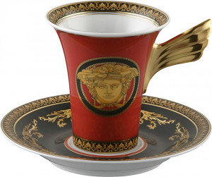 56563 Rosenthal Versace Чашка кофейная с блюдцем Rosenthal Versace Медуза 180мл, фарфор Фарфор