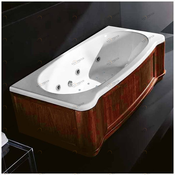 Ванна Gruppo treesse New Classic Young ATC-V674Q-DX-WO белая с гидромассажем аэромассажем и дезинфекцией прямоугольная правая дерево орех ATCV674QDXWO