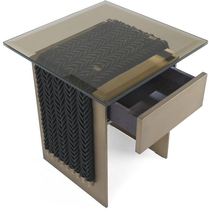 Gianfranco Ferré Home Прямоугольная тумбочка из латуни и стекла с ящиками Glasgow sun-id-1434087 - Вид №2