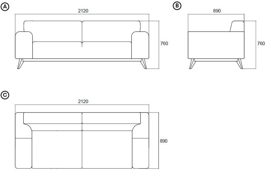 Enza Home 3-х местный тканевый диван Netha sun-id-1480062 - Вид №14