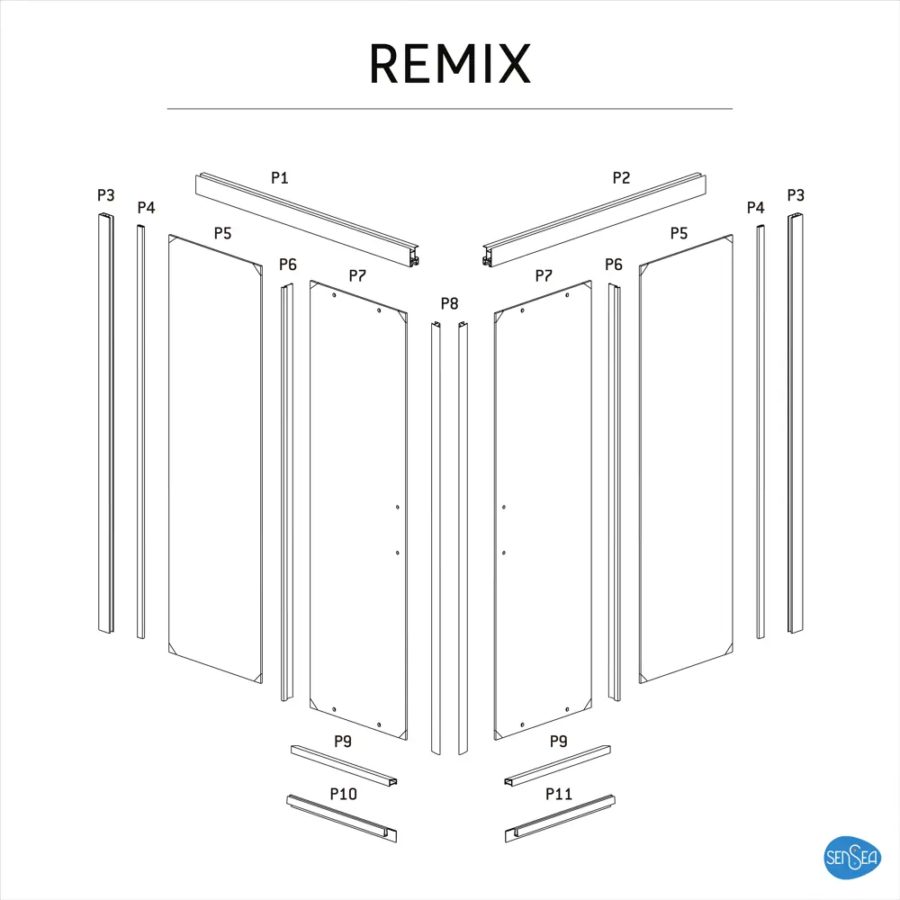 Душевая ширма Sensea Remix квадратный 90x90 см хромированный профиль прозрачное стекло раздвижной 82209736 STLM-2008876 Без серии - Вид №15