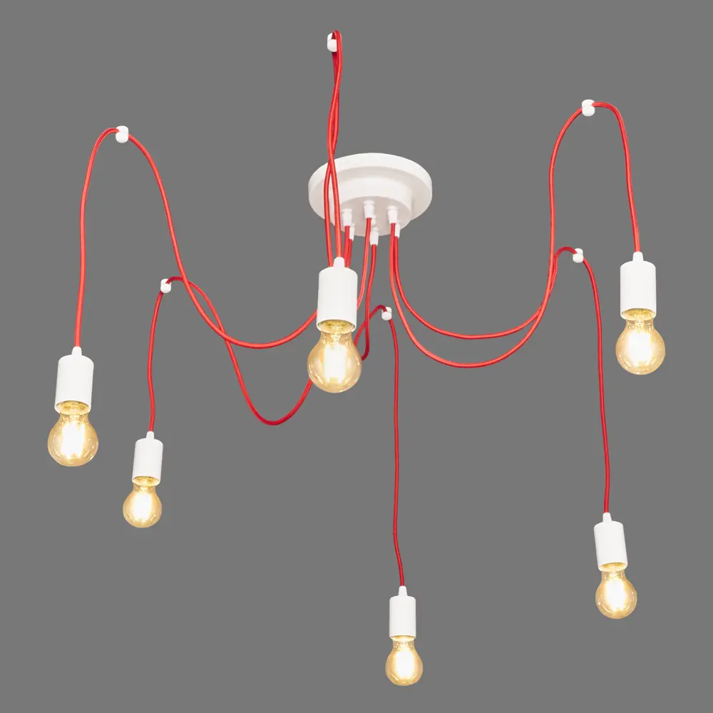 Подвесной светильник Inspire Паук V4238-4/6PL 6хЕ27х60 Вт цвет белый/красный 81956770 STLM-2170514  - Вид №2