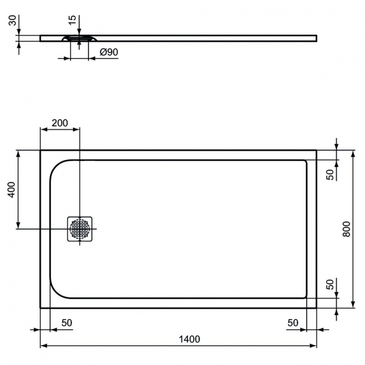 K8237FS Душевой поддон 140х80 см Ideal Standard ULTRAFLAT S  - Вид №2